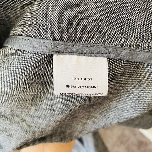 NWT Eileen Fisher Chambray Blue Gray Peplum Stand Collar Jacket Size Medium - Picture 11 of 11